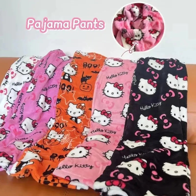 2026 New Hello Kitty Pajamas Pants Anime Women's Pajama Pants Cartoon Couple Home Sleepwear Trousers Leisure Home Clothing My Store