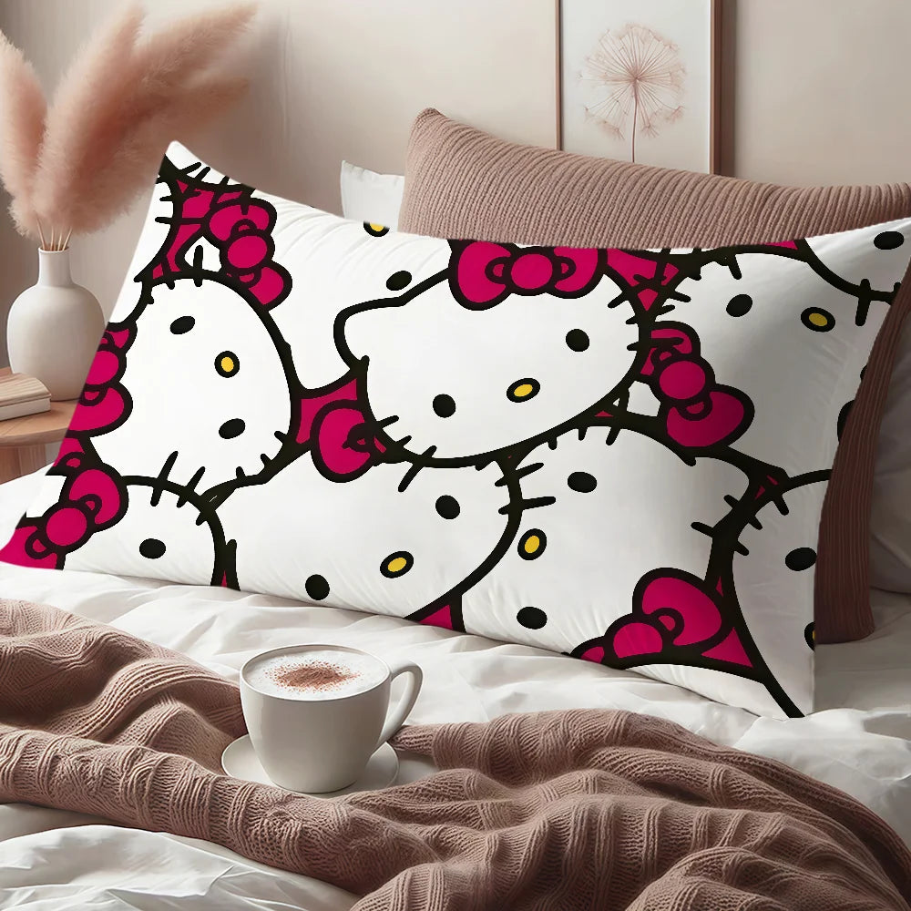 pink Tiling Pattern cushion cover Rectangle Pillow Cover bow Hello kawaii Home Sofa living Room k-Kitty Coffee Shop Pillowcase My Store