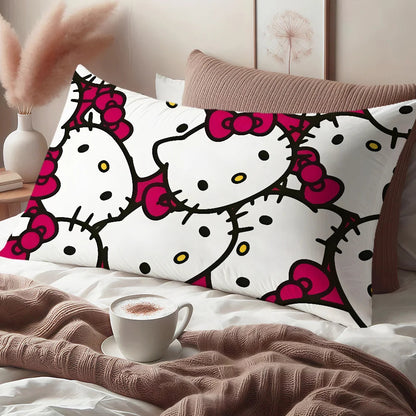 pink Tiling Pattern cushion cover Rectangle Pillow Cover bow Hello kawaii Home Sofa living Room k-Kitty Coffee Shop Pillowcase My Store
