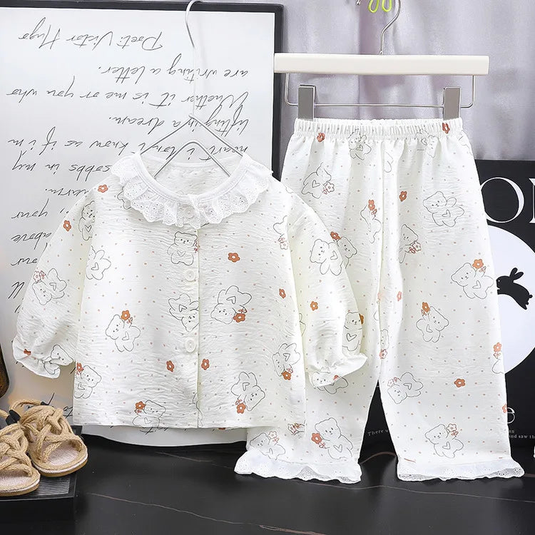 Kid Cute Floral New Sleepwear 2pcs Toddler Children Homewear Pajamas Thin Spring Summer Boys Girl Air Conditioning Clothing My Store