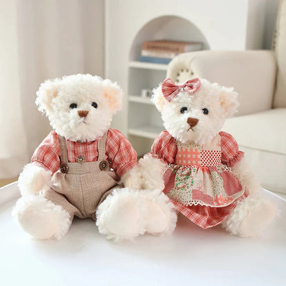 2pcs/lot 26cm Lovely Couple Teddy Bear Peluche Toys Kawaii Dress Bear Dolls Stuffed Soft Toy for Girls Baby Girlfriend Gifts My Store