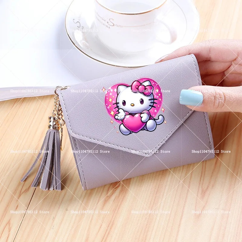 Hello Kitty Wallet PU Lychee Pattern Women Wallets Anime Cartoon New Clutch Money Pouch Trend Fashion Multifunctional Purse Gift My Store