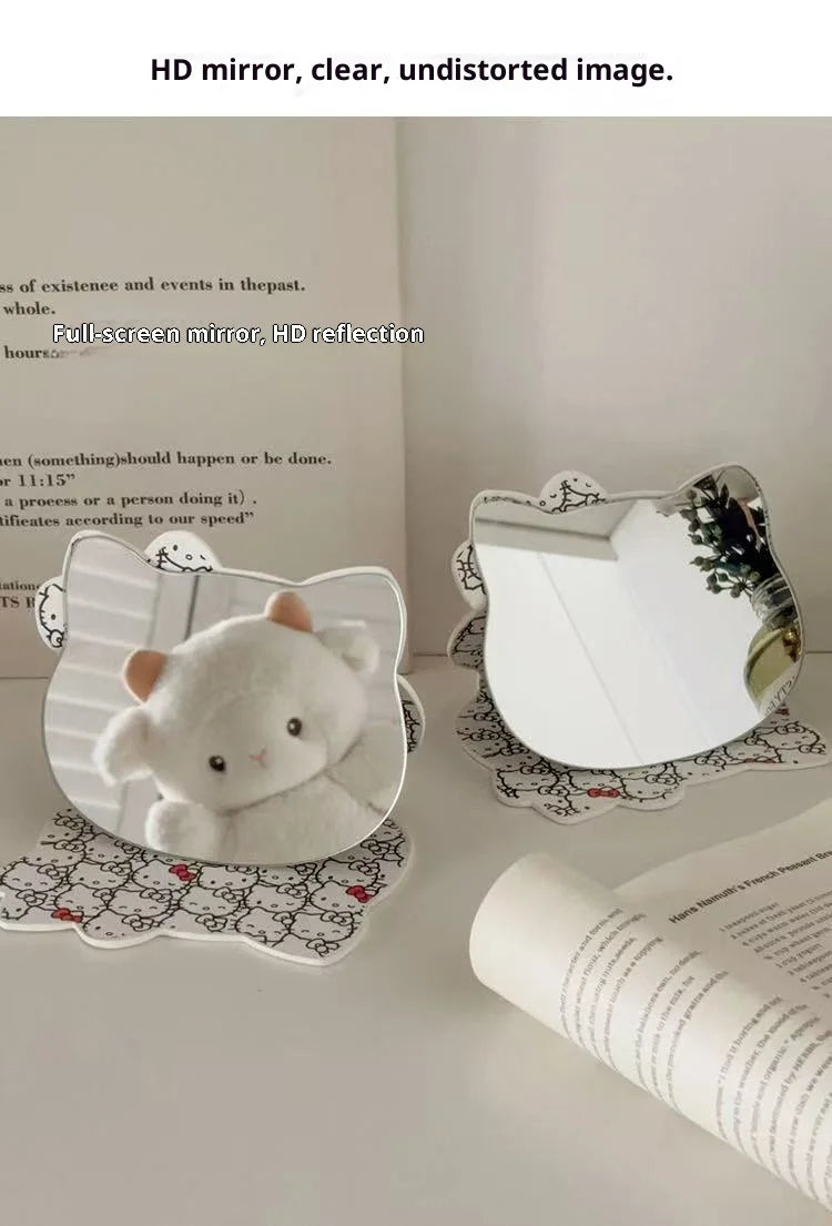 Kawaii HelloKitty Cartoon Folding Makeup Mirror Desktop Vanity Mirror Dormitory Portable Cosmetic Mirror for Girls Women My Store