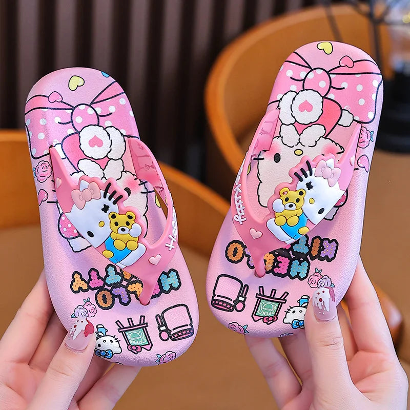 Hellokittys Sanrios Slippers Girl Summer Fashion Kawaii Cartoon Wearing Outside Fashion Cartoon Flip Flops Leisure Anime Figure My Store