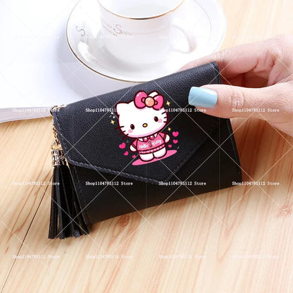 Hello Kitty Wallet PU Lychee Pattern Women Wallets Anime Cartoon New Clutch Money Pouch Trend Fashion Multifunctional Purse Gift My Store