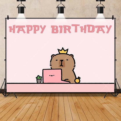 Cartoon cute capybara good luck photography background customizable children's first birthday decoration photo studiophoto props My Store