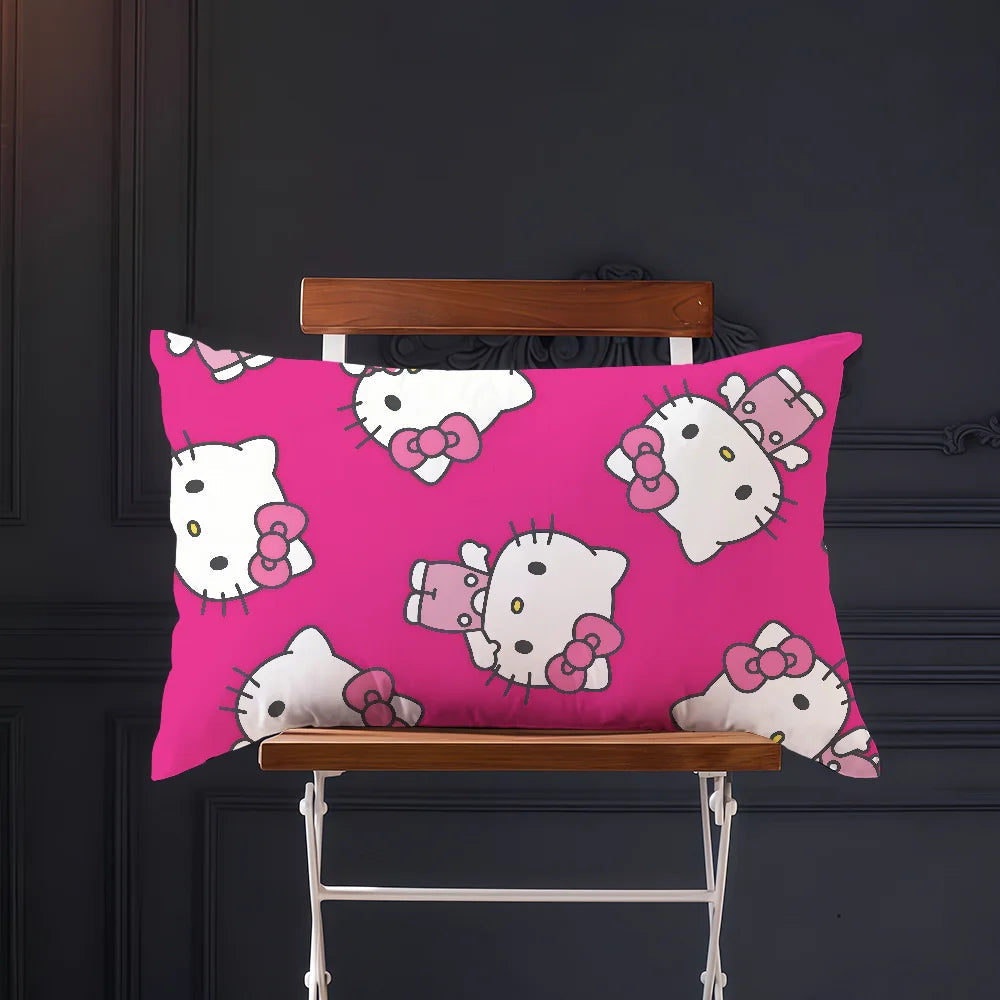 pink Tiling Pattern cushion cover Rectangle Pillow Cover bow Hello kawaii Home Sofa living Room k-Kitty Coffee Shop Pillowcase My Store