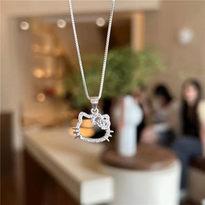 Sanrio Hello Kitty Necklace Cute Cartoon Clavicle Chain Pendant Women's Simple White Elegant Jewelry Fashion Friend Couple Gifts My Store