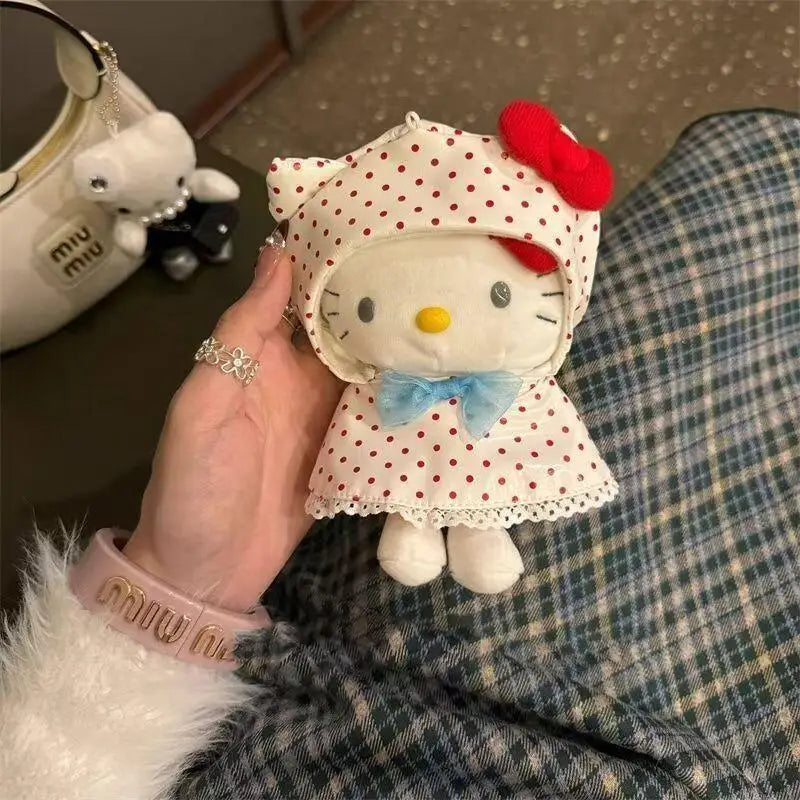 Sanrio Raincoat Hello Kitty Soft Plush Filling Doll Earphone Case Hanging Ornaments Clothing Decoration Friend's Birthday Gift My Store