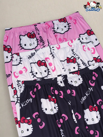 [Hello Kitty Pajama Pants] 3pcs Sanrio Hello Kitty Women's Pajama Pants | Anime Cartoon Couple Sleepwear Trousers, Leisure Home My Store