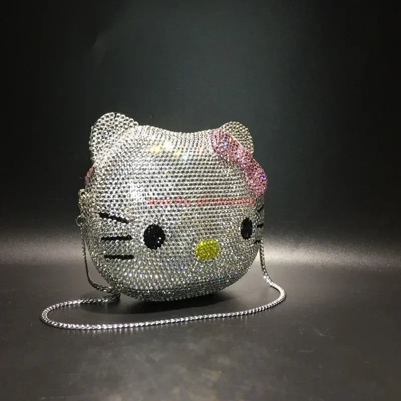 Hellokitty Anime Cartoon Shape Rhinestone Cartoon Full Of Diamonds Dinner Bag Handmade Diamond-Set Lady'S Clutch Christmas Gift My Store