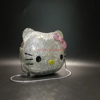 Hellokitty Anime Cartoon Shape Rhinestone Cartoon Full Of Diamonds Dinner Bag Handmade Diamond-Set Lady'S Clutch Christmas Gift My Store