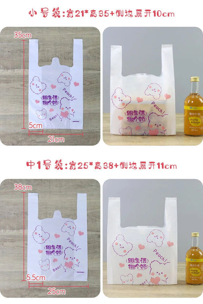 100Pcs Anime Hello Kitty Cinnamoroll Doggie Bag Cute Cartoon Printing Portable Plastic Storage Tote Bag For Girls My Store