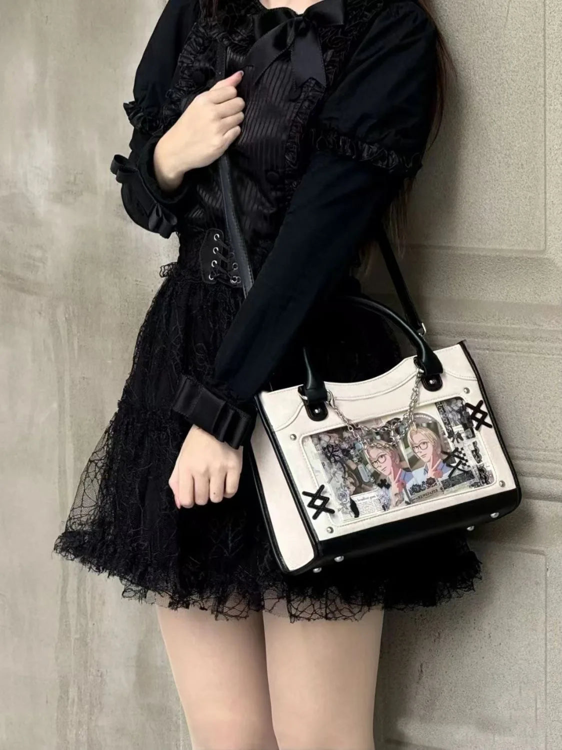 Y2K Cute Ita Bag Girl Transparent Messenger Bag Women's Fashion Shoulder Crossbody Bag Ladys DIY Display Tote Bag Lolita Handbag My Store