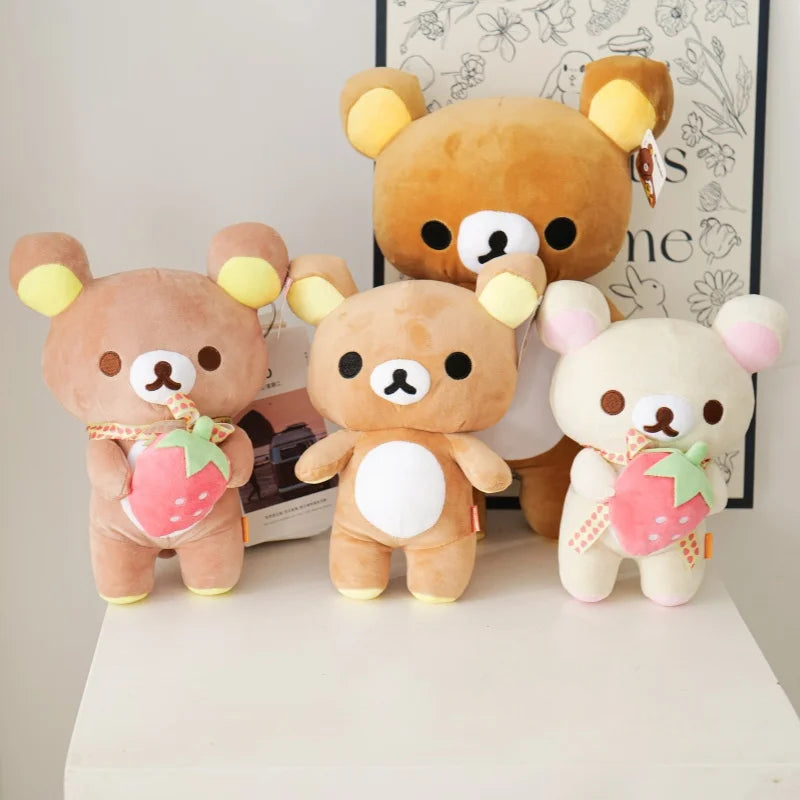 White Strawberry Rilakkuma Plush collection Teddy Bear Peluche Anime Bear Kuma Plushies Stuffed Doll Kawaii Room Decor Girl Gift My Store