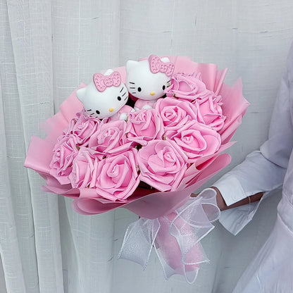 Hello Kitty Cartoon Plush Bouquet  Anime Rose Flowers Doll Home Wedding Decoration Christmas Valentine's Day Gift My Store