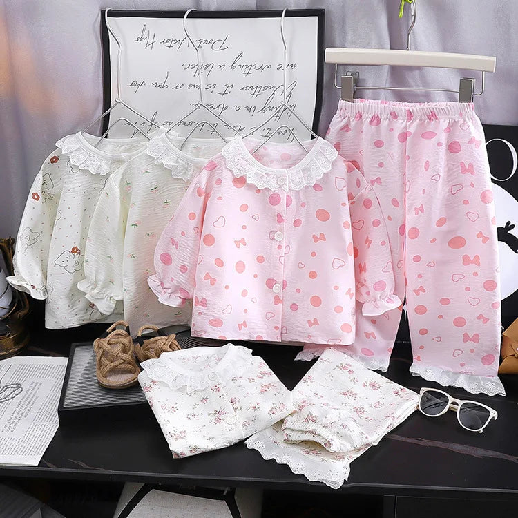 Kid Cute Floral New Sleepwear 2pcs Toddler Children Homewear Pajamas Thin Spring Summer Boys Girl Air Conditioning Clothing My Store