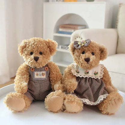2pcs/lot 26cm Lovely Couple Teddy Bear Peluche Toys Kawaii Dress Bear Dolls Stuffed Soft Toy for Girls Baby Girlfriend Gifts My Store