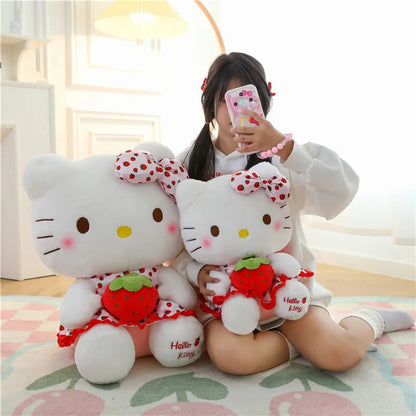 New Hello Kitty Plush Toy Large Strawberry Cat Stuffed Animal Cute Kids Birthday Xmas Gift for Children Soft Doll Wholesale My Store