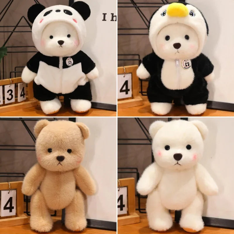 For 30cm Plush Toys Birthday Gift for Girls Kids Bear with Movable Limbs and Head Soft Bear White Brown Comfortable My Store