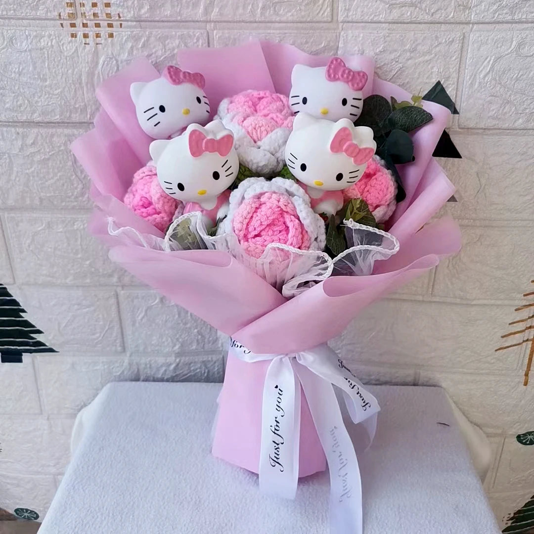 Hello Kitty Cartoon Plush Bouquet  Anime Rose Flowers Doll Home Wedding Decoration Christmas Valentine's Day Gift My Store