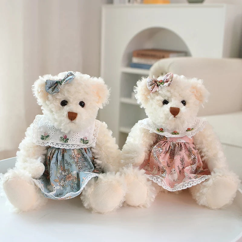 2pcs/lot 26cm Lovely Couple Teddy Bear Peluche Toys Kawaii Dress Bear Dolls Stuffed Soft Toy for Girls Baby Girlfriend Gifts My Store