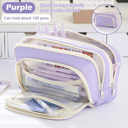 Cute Multi Layer Pencil Case Pouch, Large Capacity Pen Case Bag,Durable Stationery Storage Bag For Students, School&Office My Store