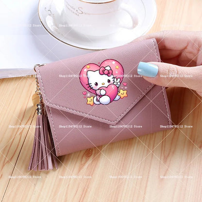 Hello Kitty Wallet PU Lychee Pattern Women Wallets Anime Cartoon New Clutch Money Pouch Trend Fashion Multifunctional Purse Gift My Store