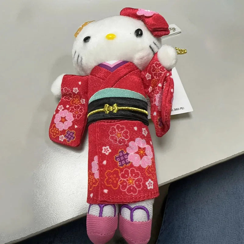 Cute Hello Kitty Plush Keychain KT Cat Kimono Style Stuffed Toys Kawaii Backpack Doll Pendant Dopamine Plushie Girl Perfect Gift My Store
