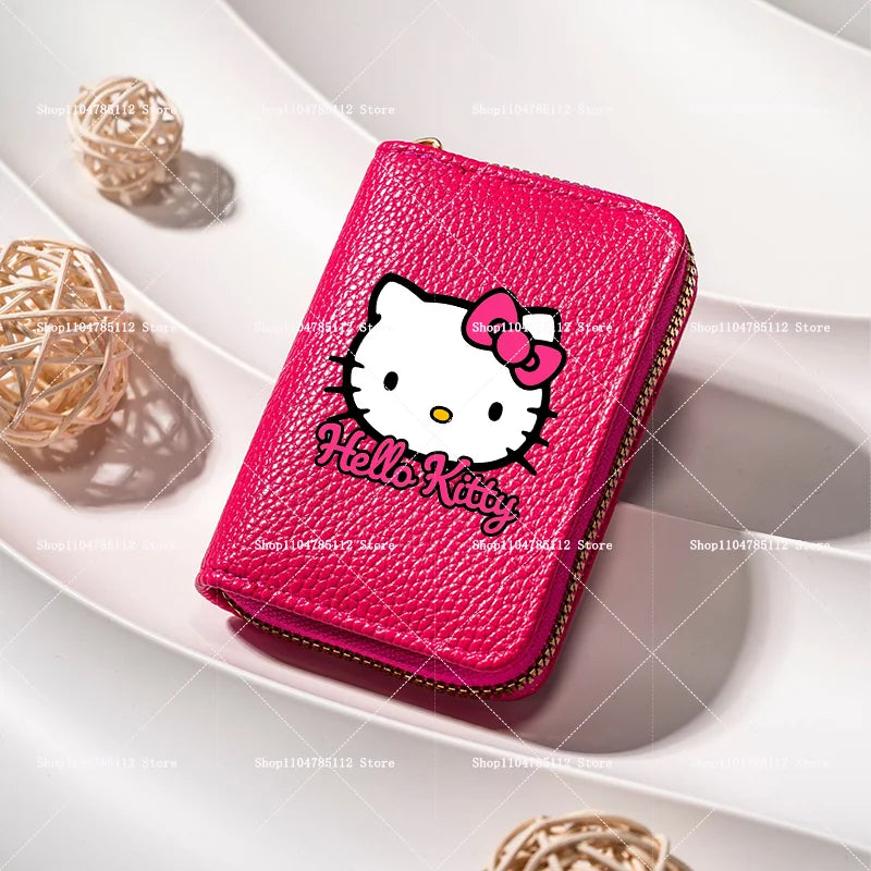 Hello Kitty Short Coin Purse with Card Slots Zipper Wallet Large Capacity Multiple Colors Credit Card Holder Coin Packet Gift My Store