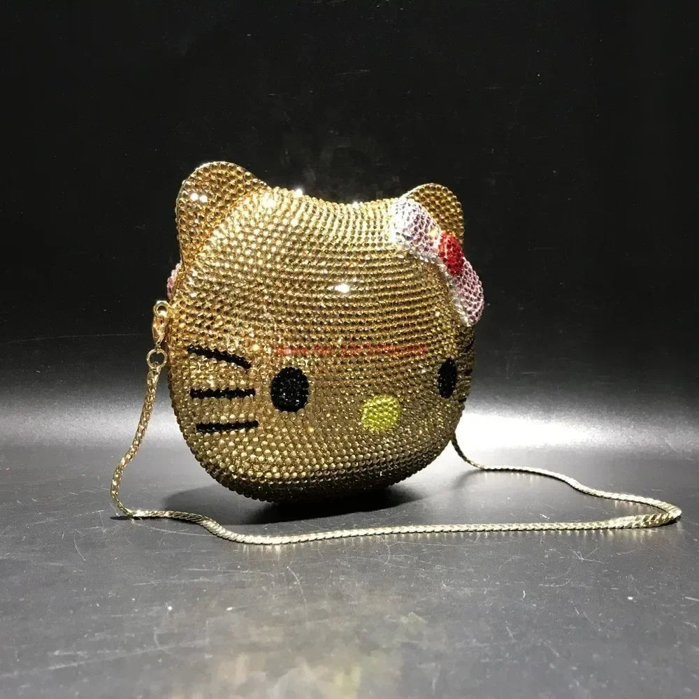 Hellokitty Anime Cartoon Shape Rhinestone Cartoon Full Of Diamonds Dinner Bag Handmade Diamond-Set Lady'S Clutch Christmas Gift My Store