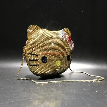 Hellokitty Anime Cartoon Shape Rhinestone Cartoon Full Of Diamonds Dinner Bag Handmade Diamond-Set Lady'S Clutch Christmas Gift My Store