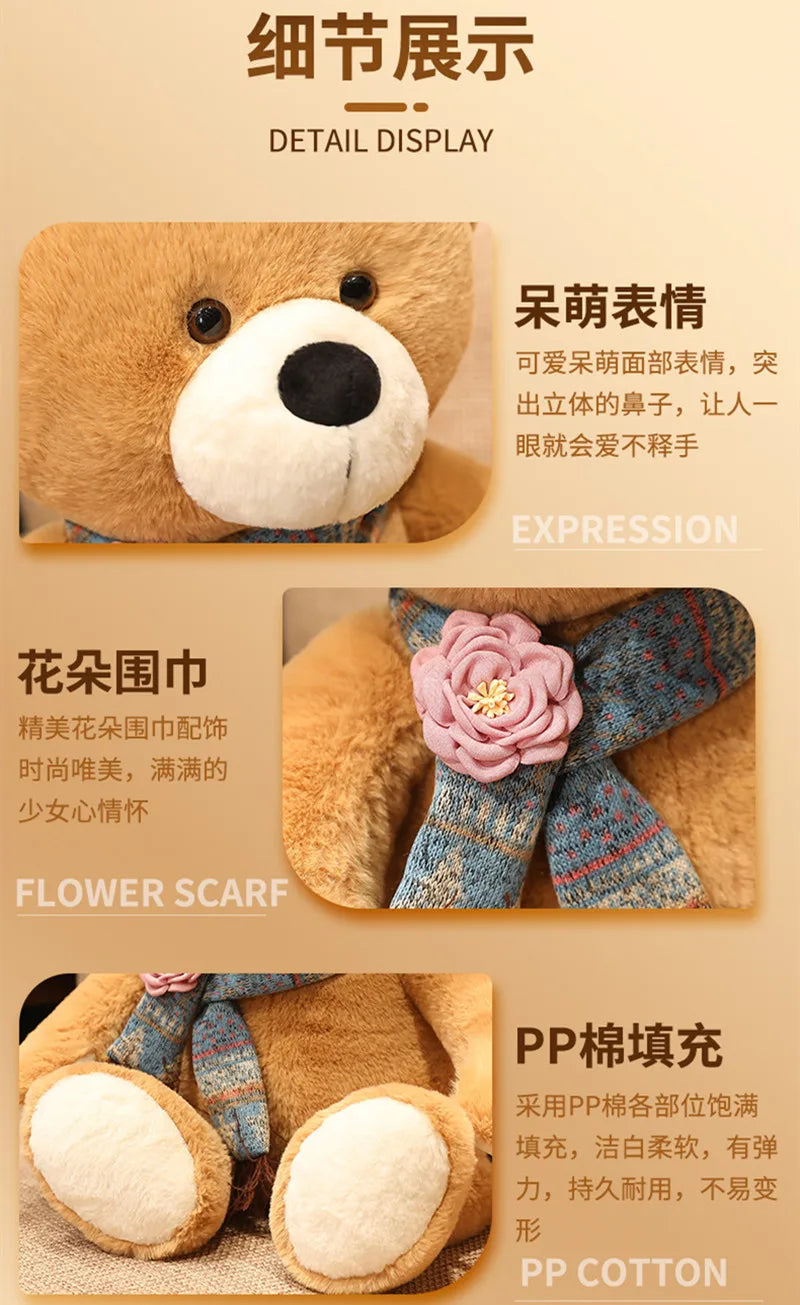 40/60/80cm Kawaii Scarf Teddy Bear Plush Toy Soft Stuffed Animal Xmas Birthday Gift for Girls Boys Kids Children My Store