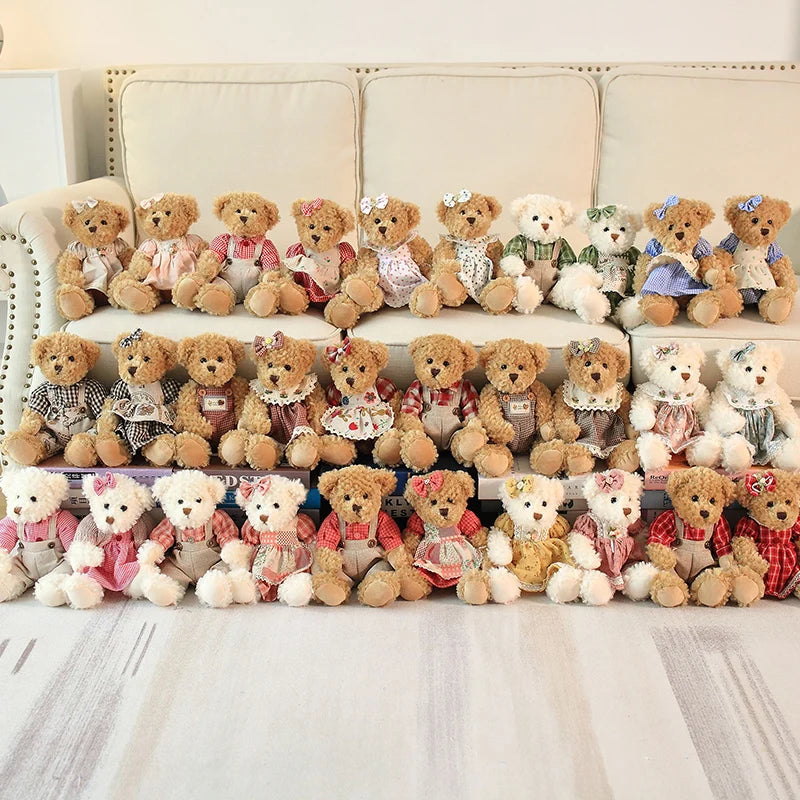 2pcs/lot 26cm Lovely Couple Teddy Bear Peluche Toys Kawaii Dress Bear Dolls Stuffed Soft Toy for Girls Baby Girlfriend Gifts My Store