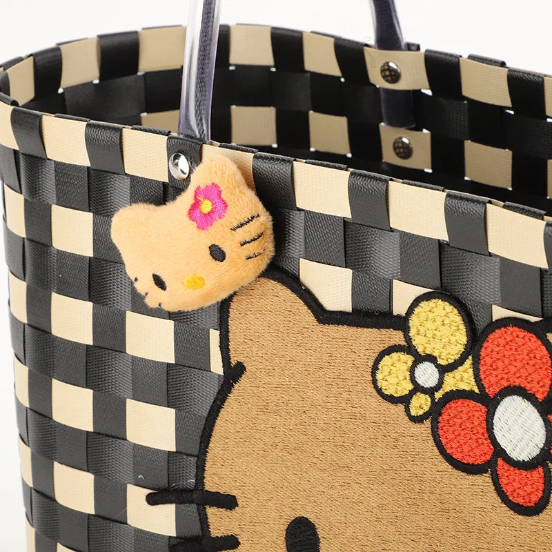 New Hello Kitty Handheld Woven Bag Fashion High Quality Girls' Beach Bag Cartoon Large Capacity Multifunctional Women's Handbag My Store