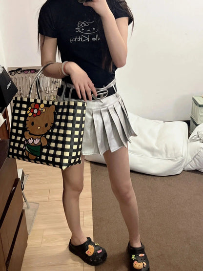 New Hello Kitty Handheld Woven Bag Fashion High Quality Girls' Beach Bag Cartoon Large Capacity Multifunctional Women's Handbag My Store