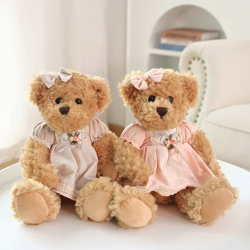 2pcs/lot 26cm Lovely Couple Teddy Bear Peluche Toys Kawaii Dress Bear Dolls Stuffed Soft Toy for Girls Baby Girlfriend Gifts My Store