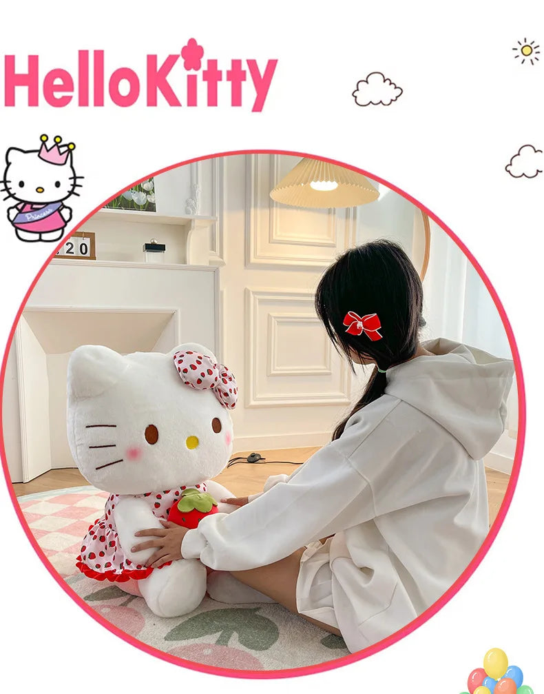 New Hello Kitty Plush Toy Large Strawberry Cat Stuffed Animal Cute Kids Birthday Xmas Gift for Children Soft Doll Wholesale My Store