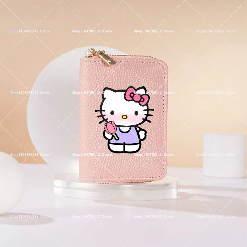 Hello Kitty Short Coin Purse with Card Slots Zipper Wallet Large Capacity Multiple Colors Credit Card Holder Coin Packet Gift My Store