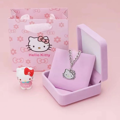 Sanrio Hello Kitty Necklace Cute Cartoon Clavicle Chain Pendant Women's Simple White Elegant Jewelry Fashion Friend Couple Gifts My Store