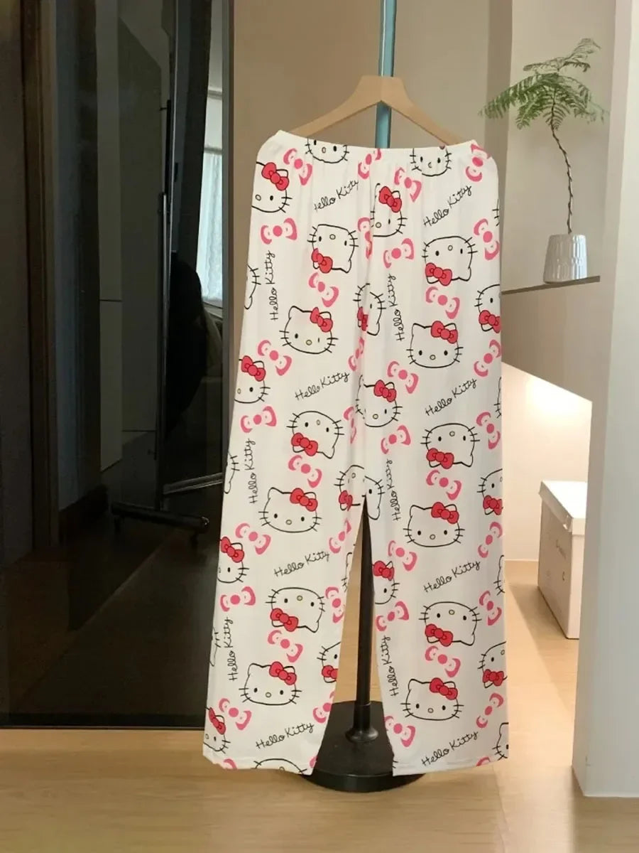 [Hello Kitty Pajama Pants] 3pcs Sanrio Hello Kitty Women's Pajama Pants | Anime Cartoon Couple Sleepwear Trousers, Leisure Home My Store