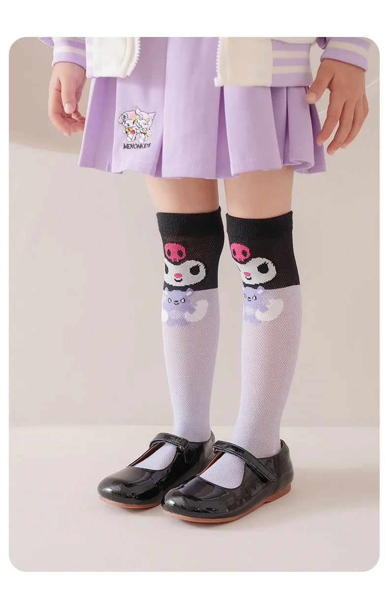 3 Pairs Spring and Summer Cartoon Anime Hello Kitty Pattern Girls Over knee Socks Cotton Comfortable and Soft Casual Girls Socks My Store