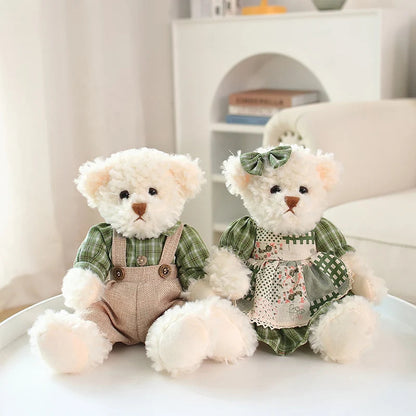 2pcs/lot 26cm Lovely Couple Teddy Bear Peluche Toys Kawaii Dress Bear Dolls Stuffed Soft Toy for Girls Baby Girlfriend Gifts My Store
