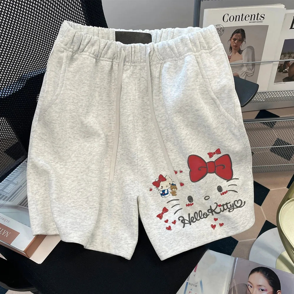 New Men's Hello Kitty Printed Shorts Women's Sports Cotton Shorts Summer Loose Jogging Five-point Pants Breathable Gym  Shorts My Store