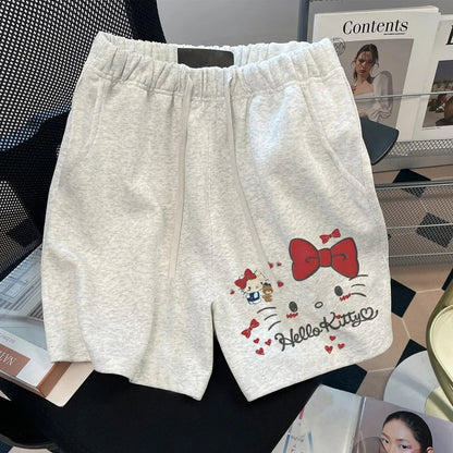 New Men's Hello Kitty Printed Shorts Women's Sports Cotton Shorts Summer Loose Jogging Five-point Pants Breathable Gym  Shorts My Store