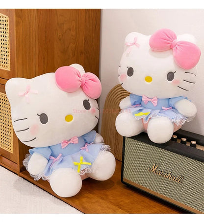 New Style Hello Kitty Plush Toy Big Pink Bow Blue Lace Dress Stuffed Doll Soft Plushie For Kids Girls Birthday Gift Room Decor My Store