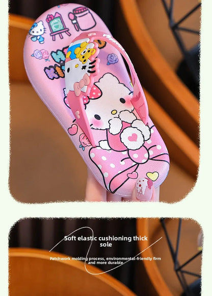 Hellokittys Sanrios Slippers Girl Summer Fashion Kawaii Cartoon Wearing Outside Fashion Cartoon Flip Flops Leisure Anime Figure My Store
