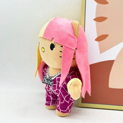 Hello Kitty Nicki Minaj Yellow Pink Hair Plush Doll Cute Clothing Figure Stuffed Toys Cute Boys Girls Birthday Gift 22cm My Store