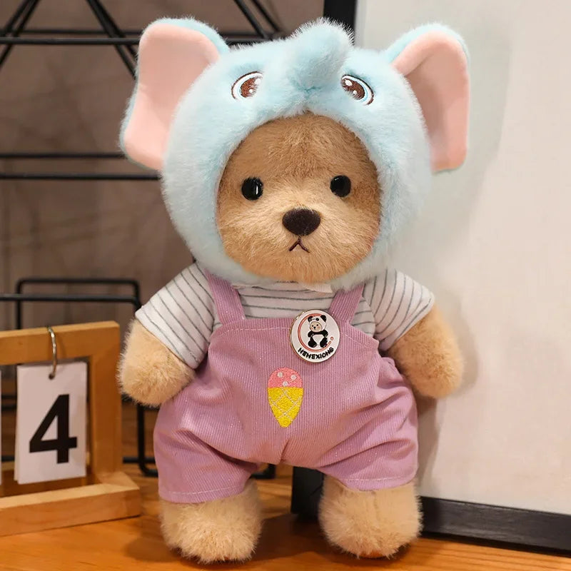 For 30cm Plush Toys Birthday Gift for Girls Kids Bear with Movable Limbs and Head Soft Bear White Brown Comfortable My Store