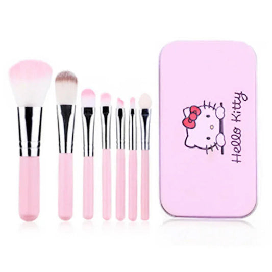 Hello Kitty 7Pcs Makeup Brush Set Kawaii Y2K Multifunctional Cosmetics Tool With Storage Case Cute Gift For Women Girls My Store